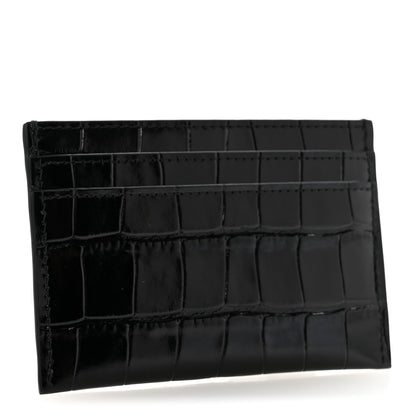 Chanel Calfskin Crocodile Embossed Crococo Card Holder Black 3 of 8