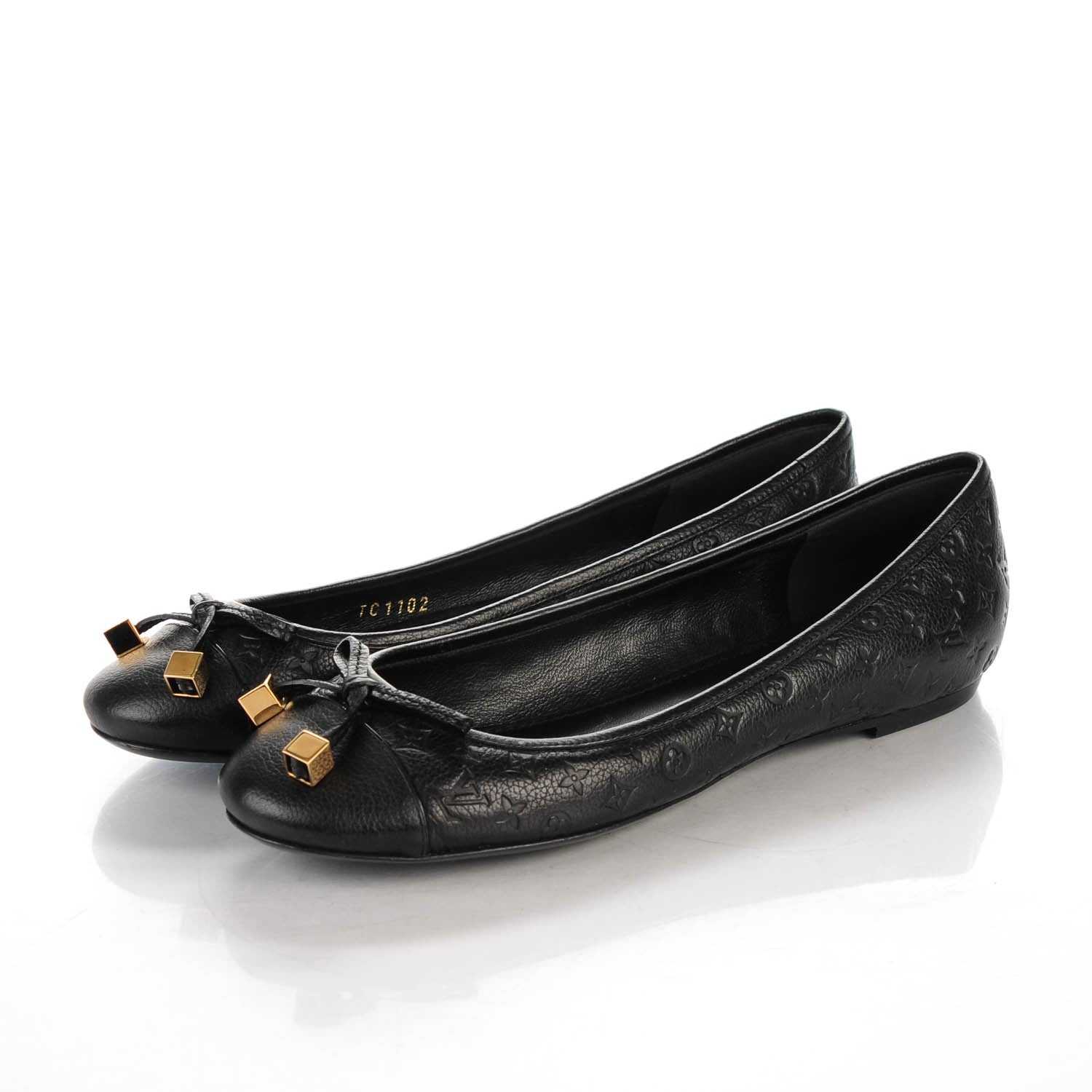 Louis Vuitton Calfskin Monogram Embossed Debbie Ballerina Flats 38 Black 3 of 7