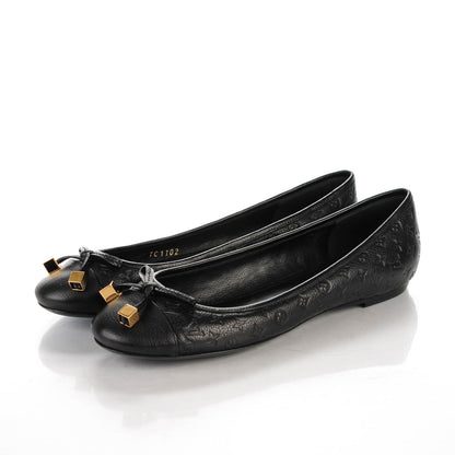 Louis Vuitton Calfskin Monogram Embossed Debbie Ballerina Flats 38 Black 3 of 7