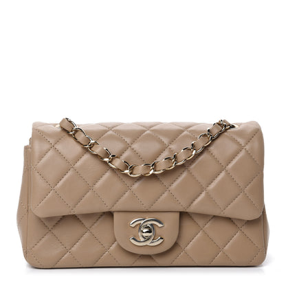Chanel Lambskin Quilted Mini Rectangular Flap Beige 1 of 10