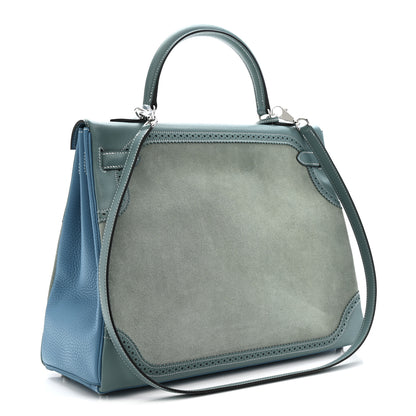 Hermes Veau Doblis Taurillon Clemence Evergrain Ghillies Kelly Retourne 35 Turquoise Ciel 3 of 11