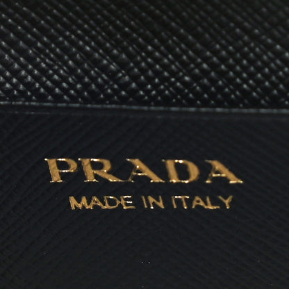 Prada Saffiano Shine Monochrome Metal Business Card Holder Black 6 of 10