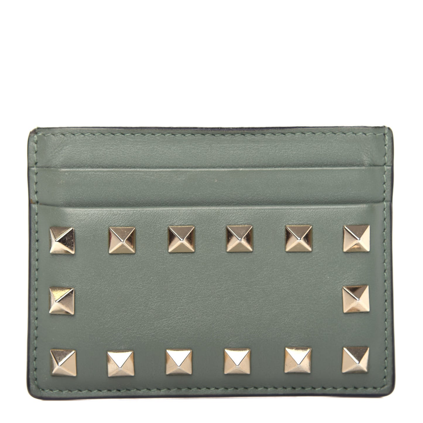 Vitello Rockstud Card Holder Watergreen