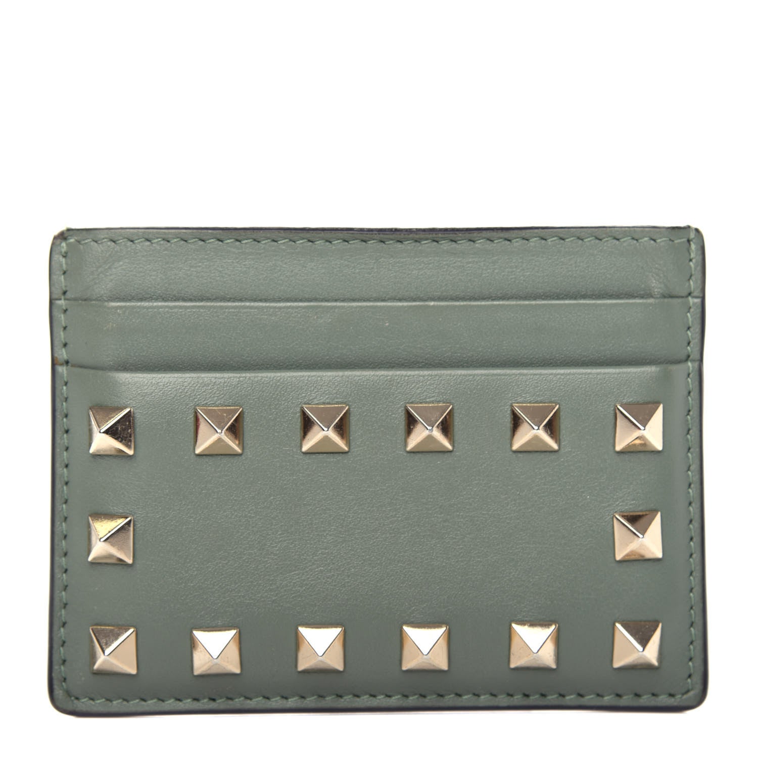 Valentino Garavani Vitello Rockstud Card Holder Watergreen 1 of 5