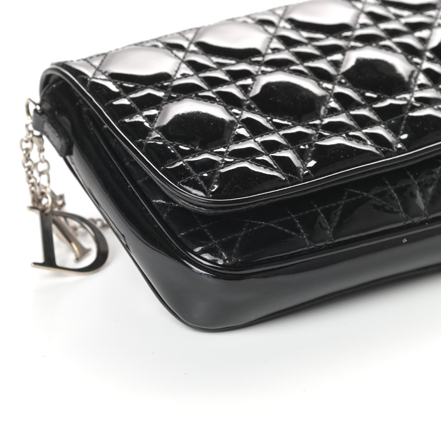 Christian Dior Patent Cannage Wallet on Chain Pouch Black 7 of 8