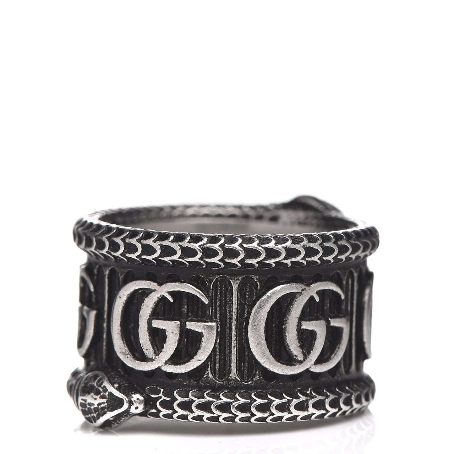 Sterling Silver GG Marmont Snake Band Ring 55 7.5
