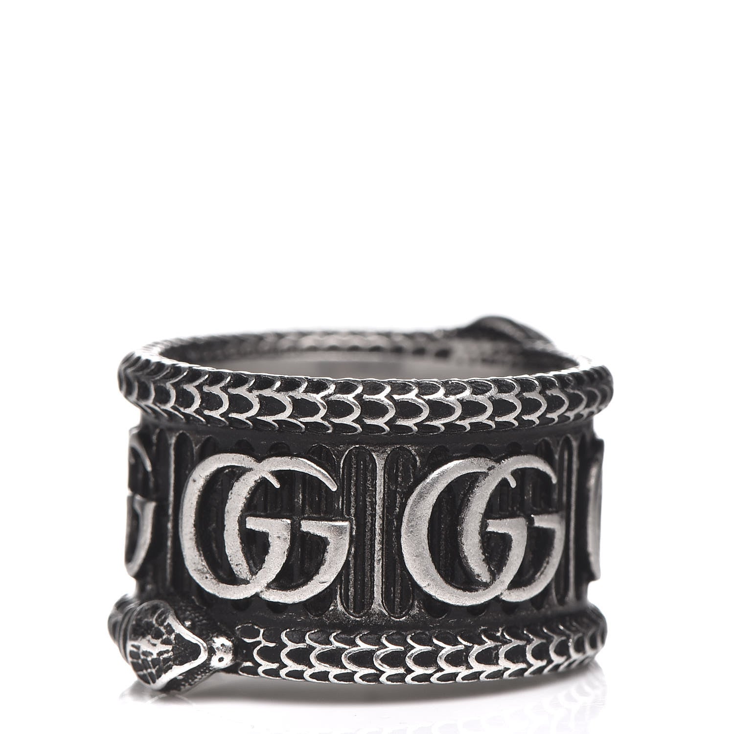 Gucci Sterling Silver GG Marmont Snake Band Ring 55 7.5 3 of 8