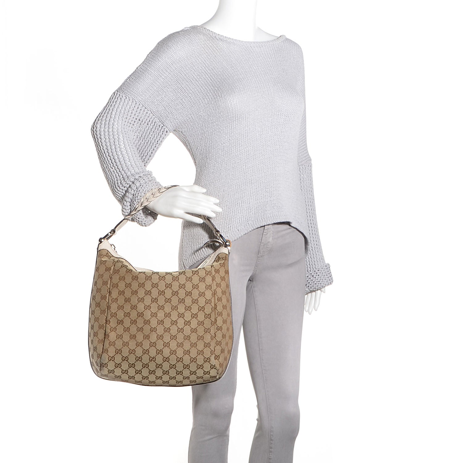 Gucci Monogram Bamboo Bar Medium Hobo Off White 2 of 7