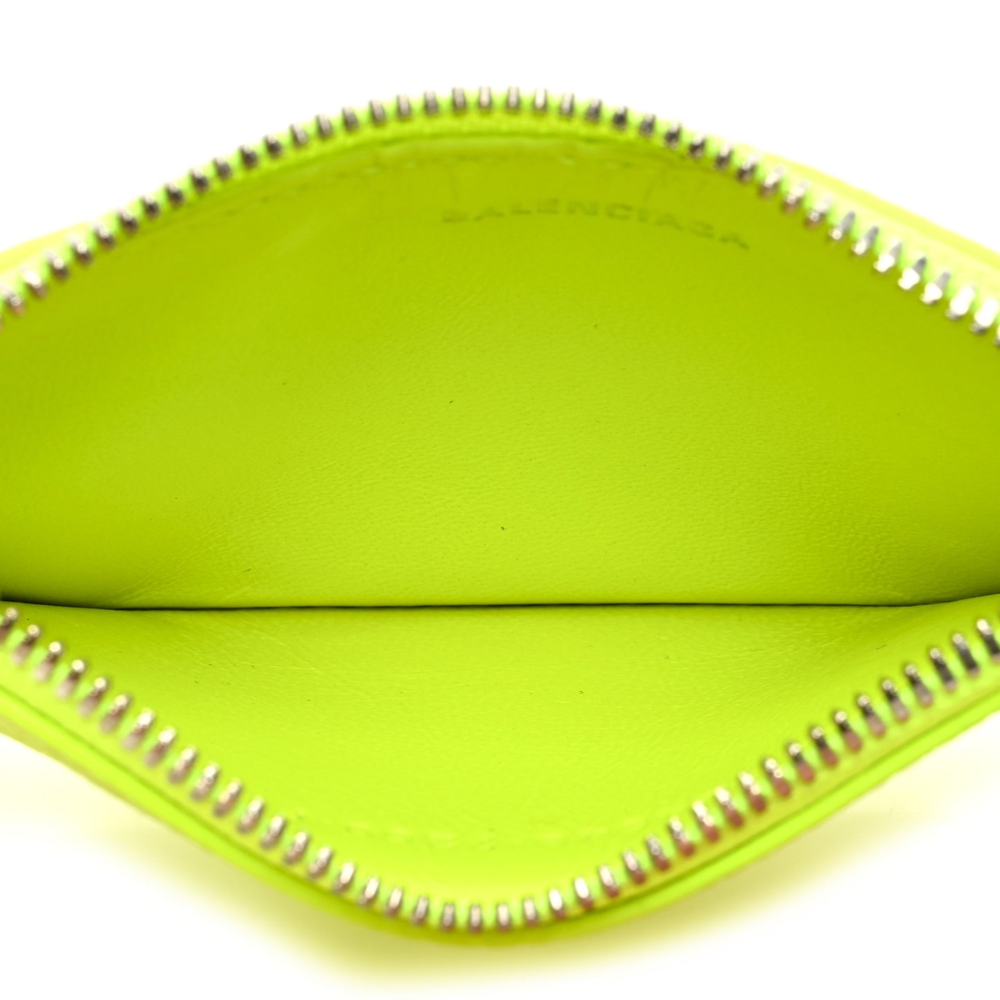 Grained Calfskin Logo Cash Coin Card Holder On Keychain Fluo Yellow Black