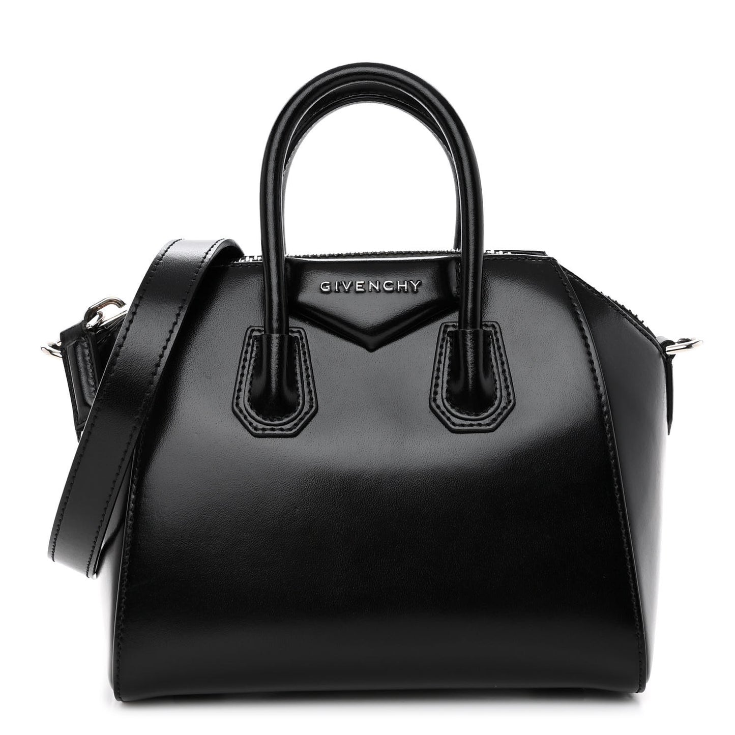 Shiny Lord Calfskin Mini Antigona Black