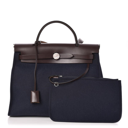 Hermes Toile Vache Hunter Herbag Zip PM 31 Bleu Marine Ebene 1 of 8