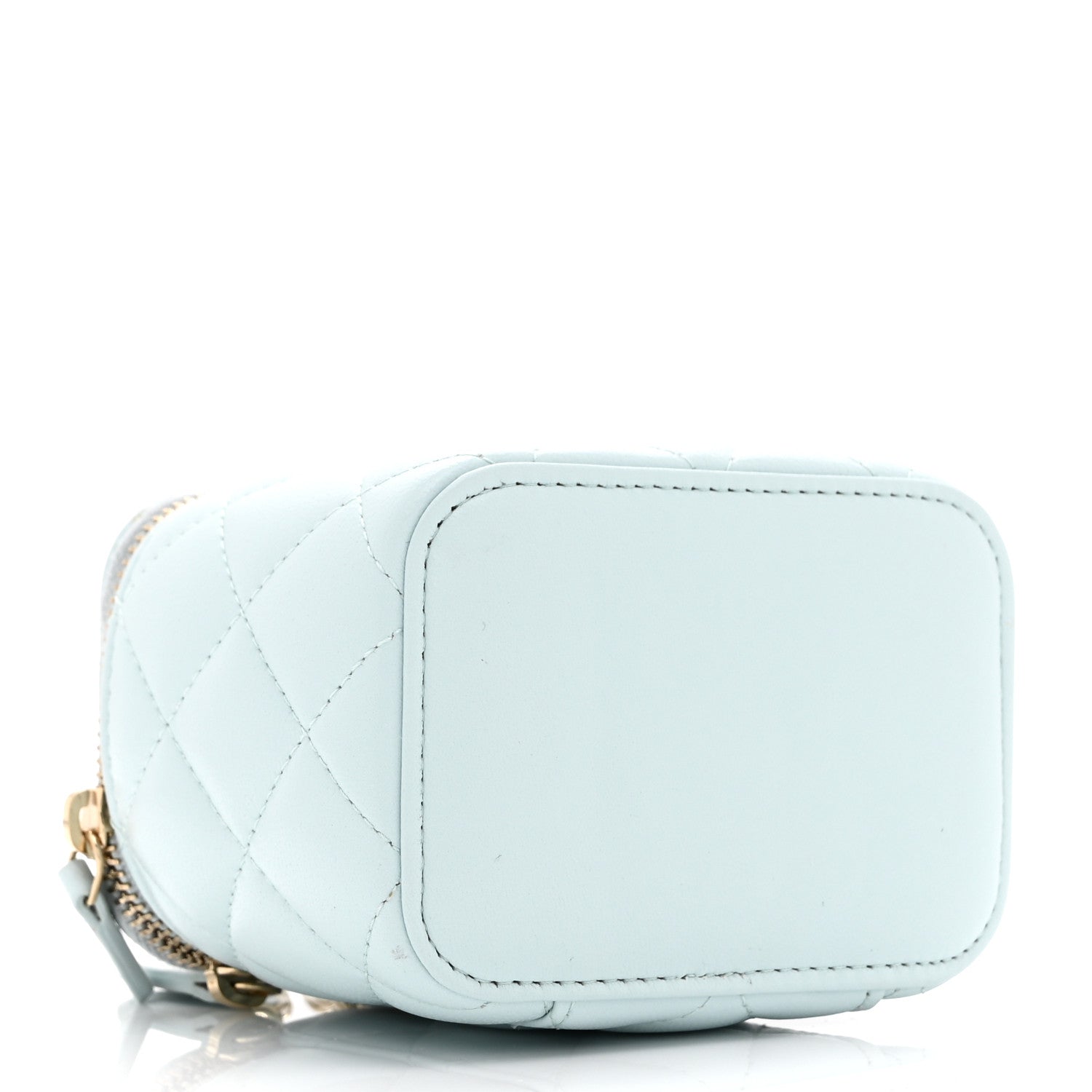 Chanel Lambskin Quilted Top Handle Mini Vanity Case With Chain Light Blue 4 of 10
