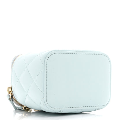 Chanel Lambskin Quilted Top Handle Mini Vanity Case With Chain Light Blue 4 of 10