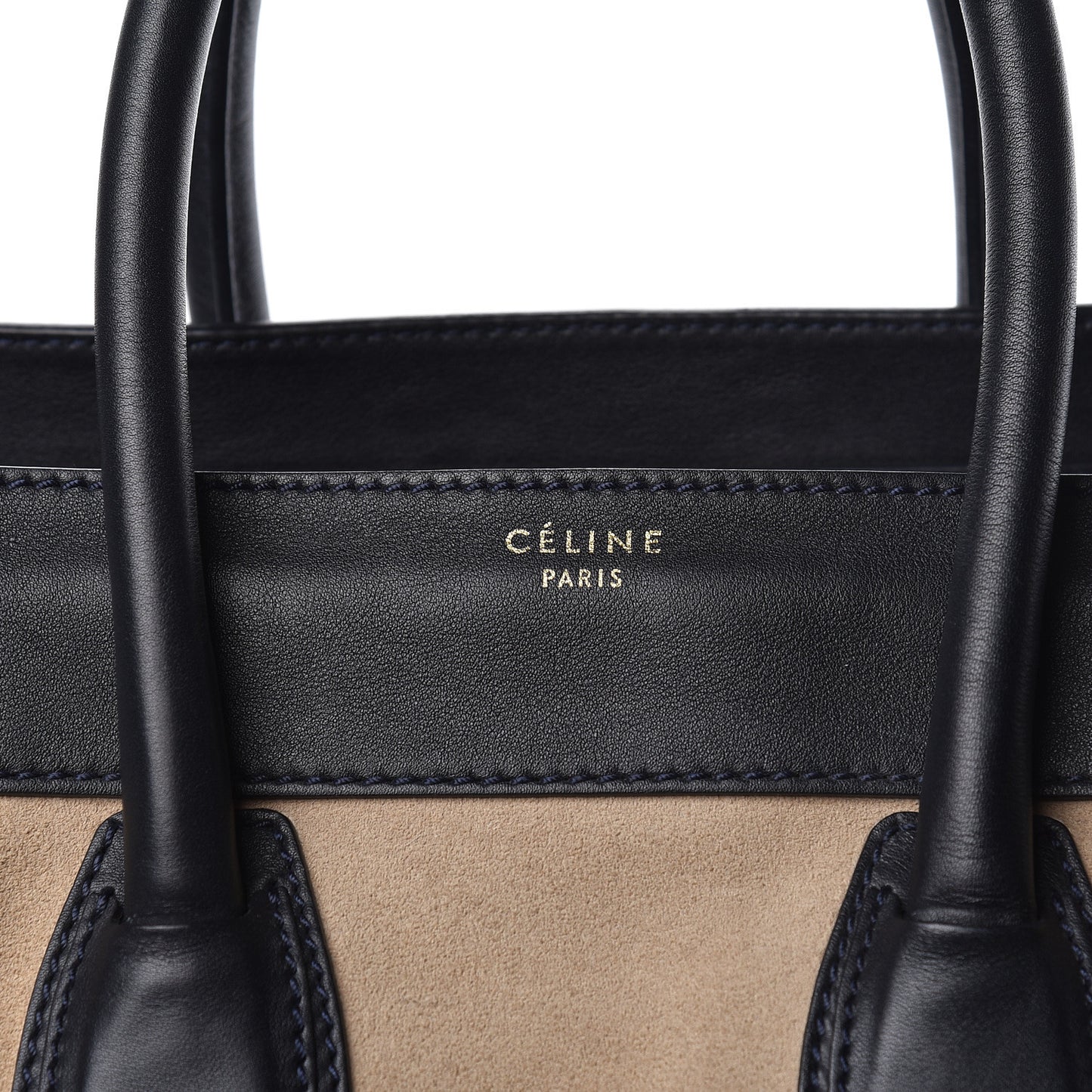 Smooth Calfskin Suede Mini Bi-Color Luggage Navy Dune