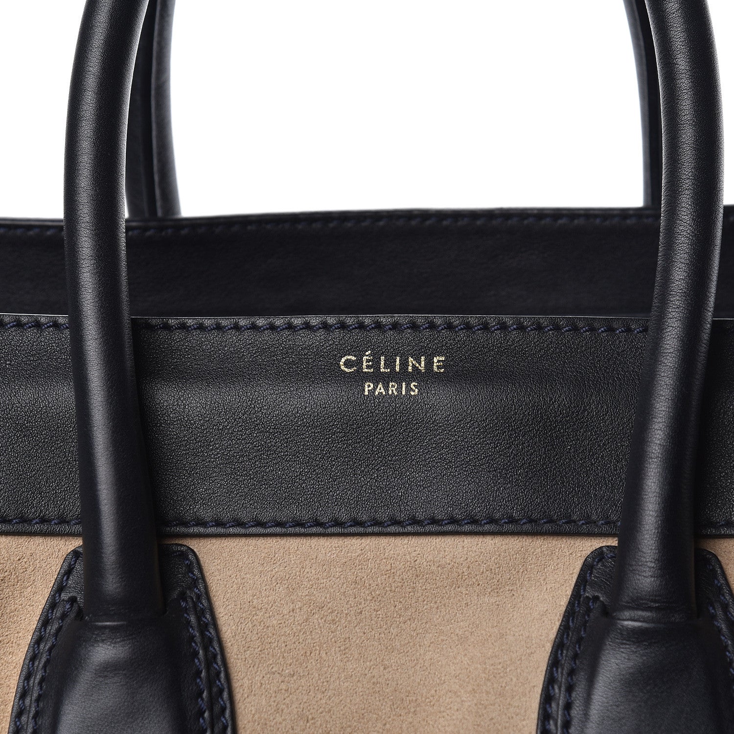 Celine Smooth Calfskin Suede Mini Bi-Color Luggage Navy Dune 12 of 16