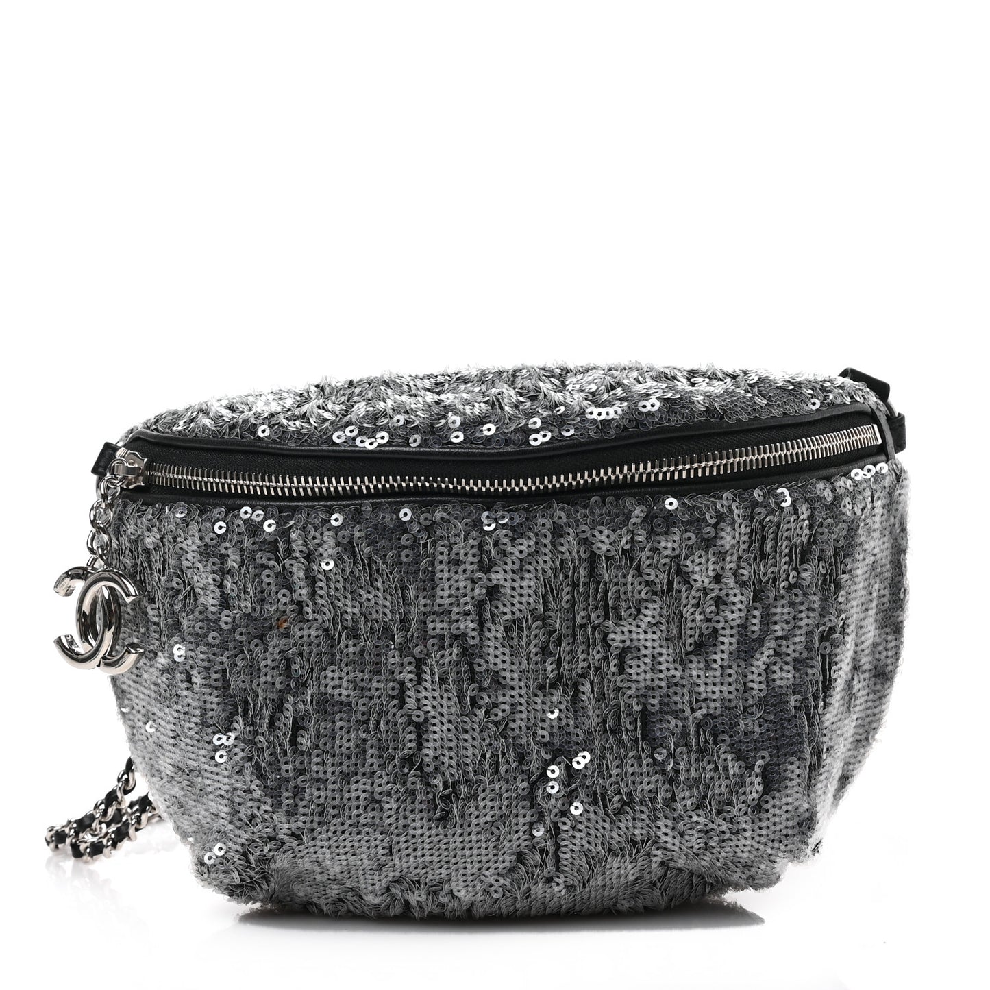 Sequin Waist Bag Fanny Pack Silver Black
