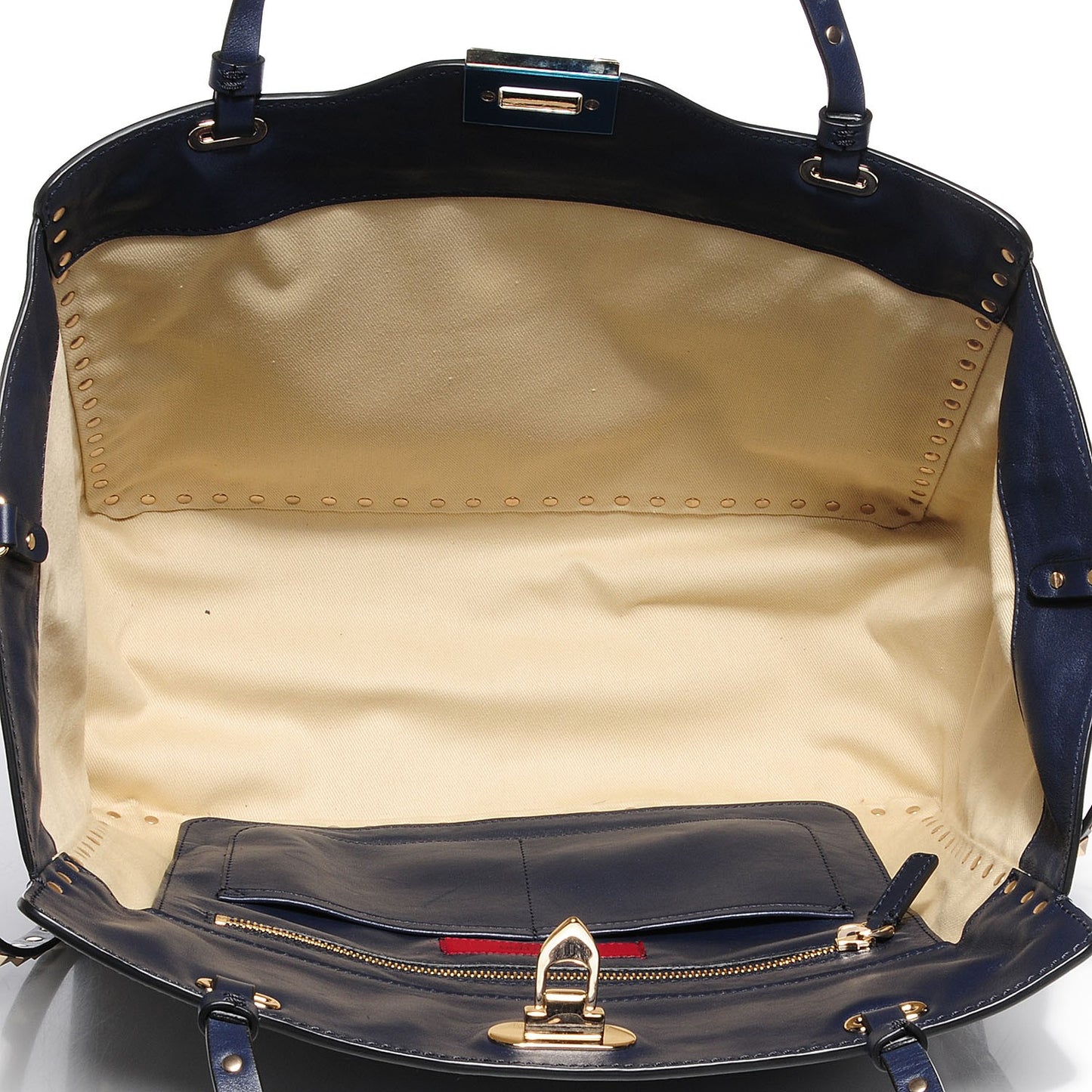 Vitello Medium Rockstud Tote Marine