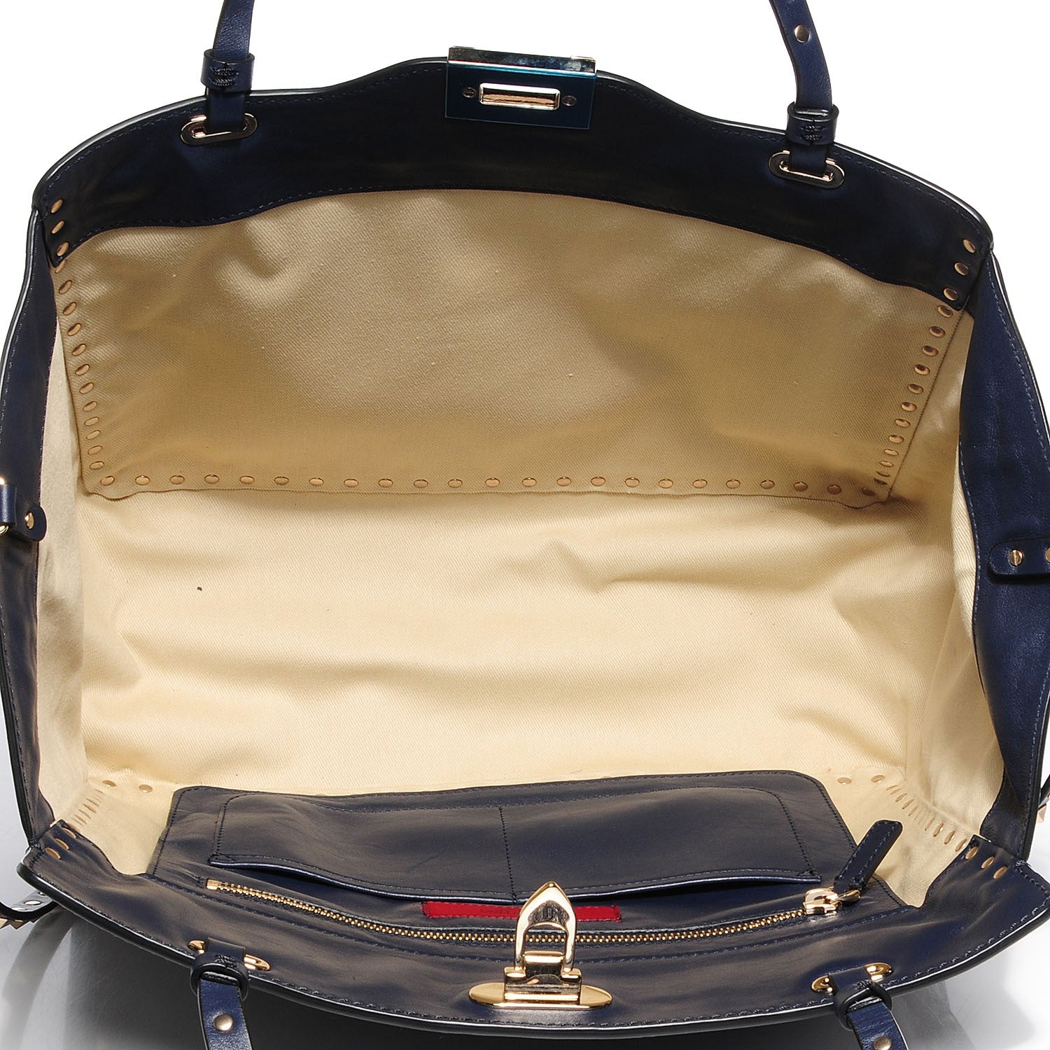 Valentino Garavani Vitello Medium Rockstud Tote Marine 7 of 7
