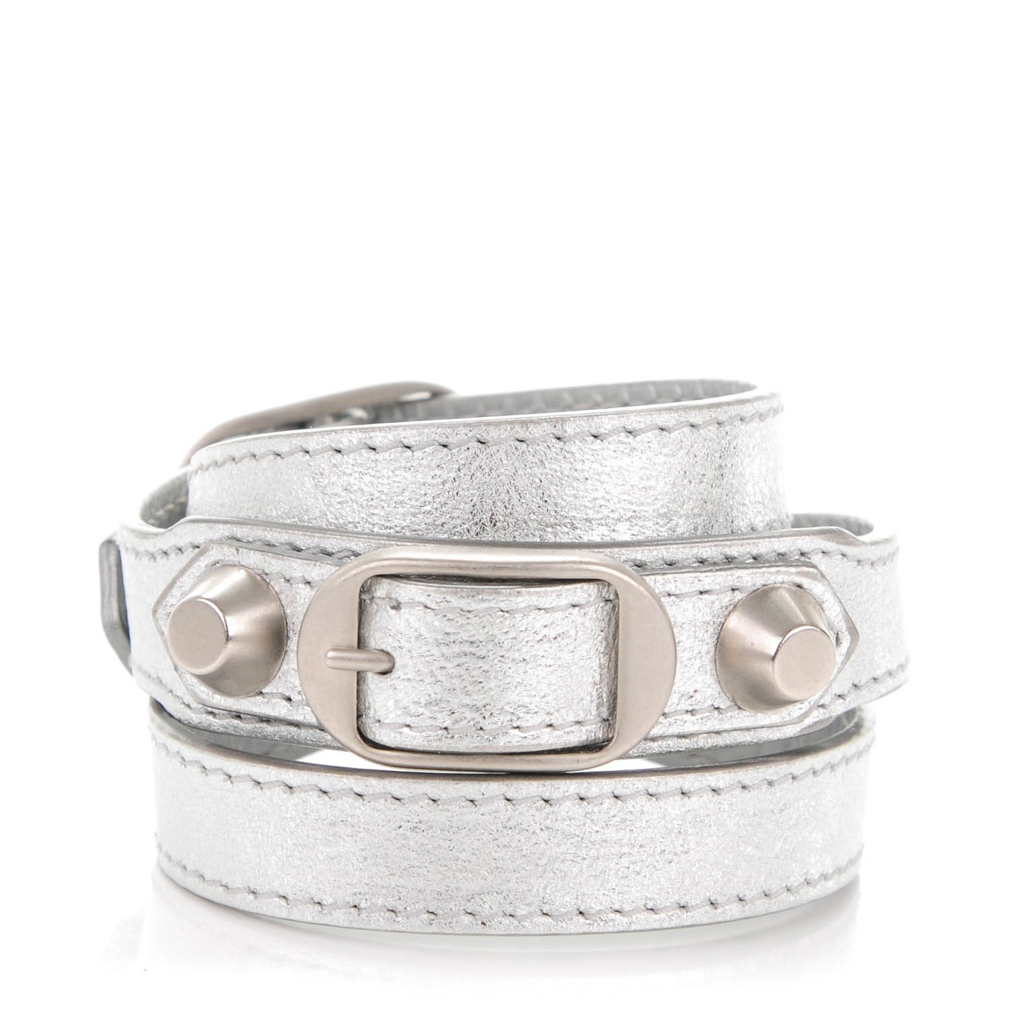 Agneau Arena Classic Hardware Triple Tour M Bracelet Gris Aluminum