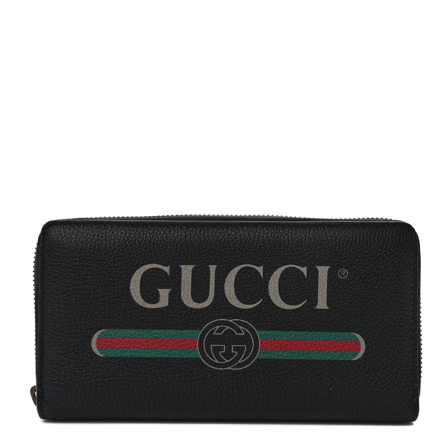 Calfskin Logo Zip Around Wallet Black