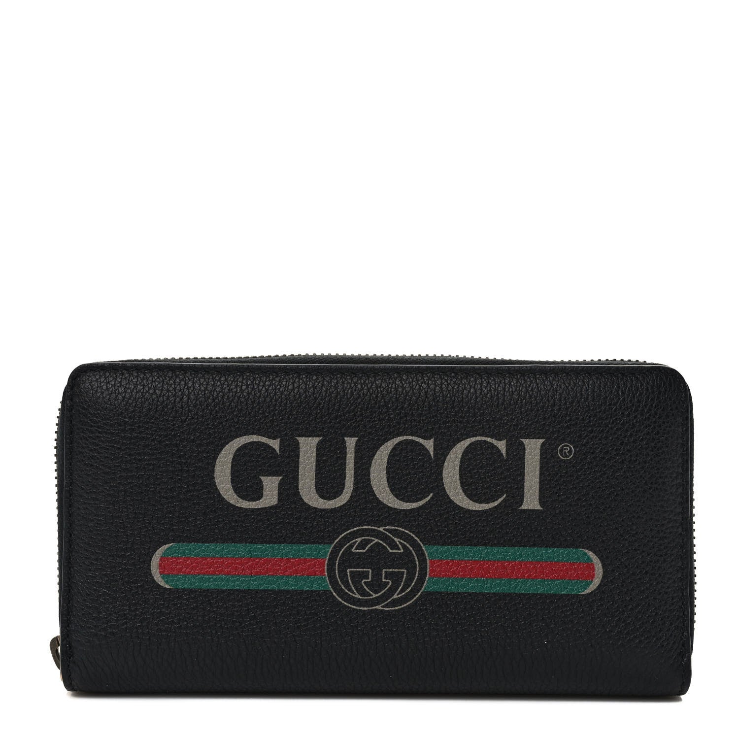 Gucci Calfskin Logo Zip Around Wallet Black 1 of 7