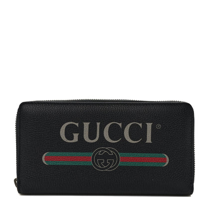 Gucci Calfskin Logo Zip Around Wallet Black 1 of 7