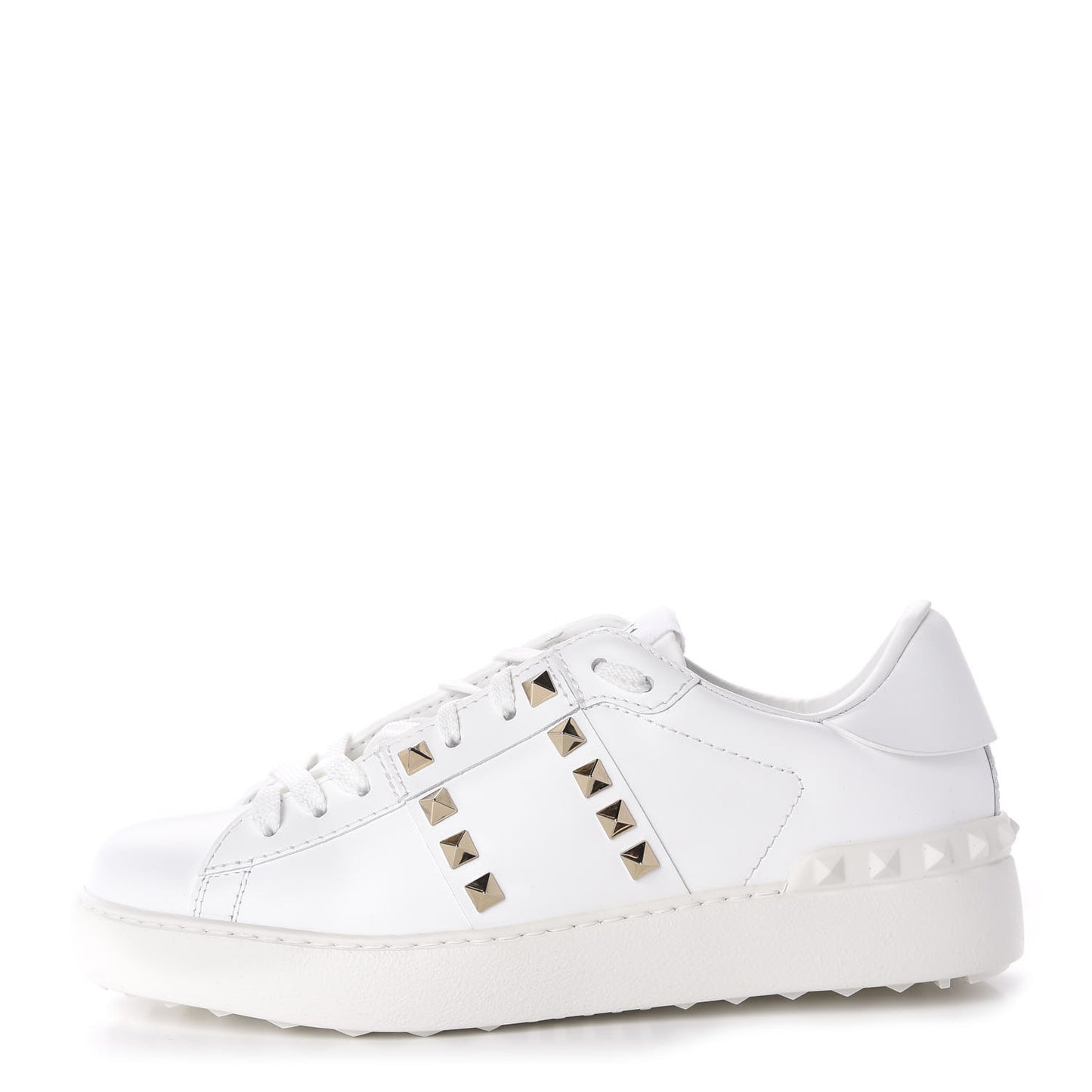Calfskin Rockstud Untitled Open Sneakers 36 White