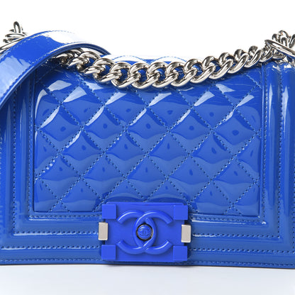 Chanel Patent Calfskin Quilted Small Plexiglass Boy Flap Blue 9 of 16
