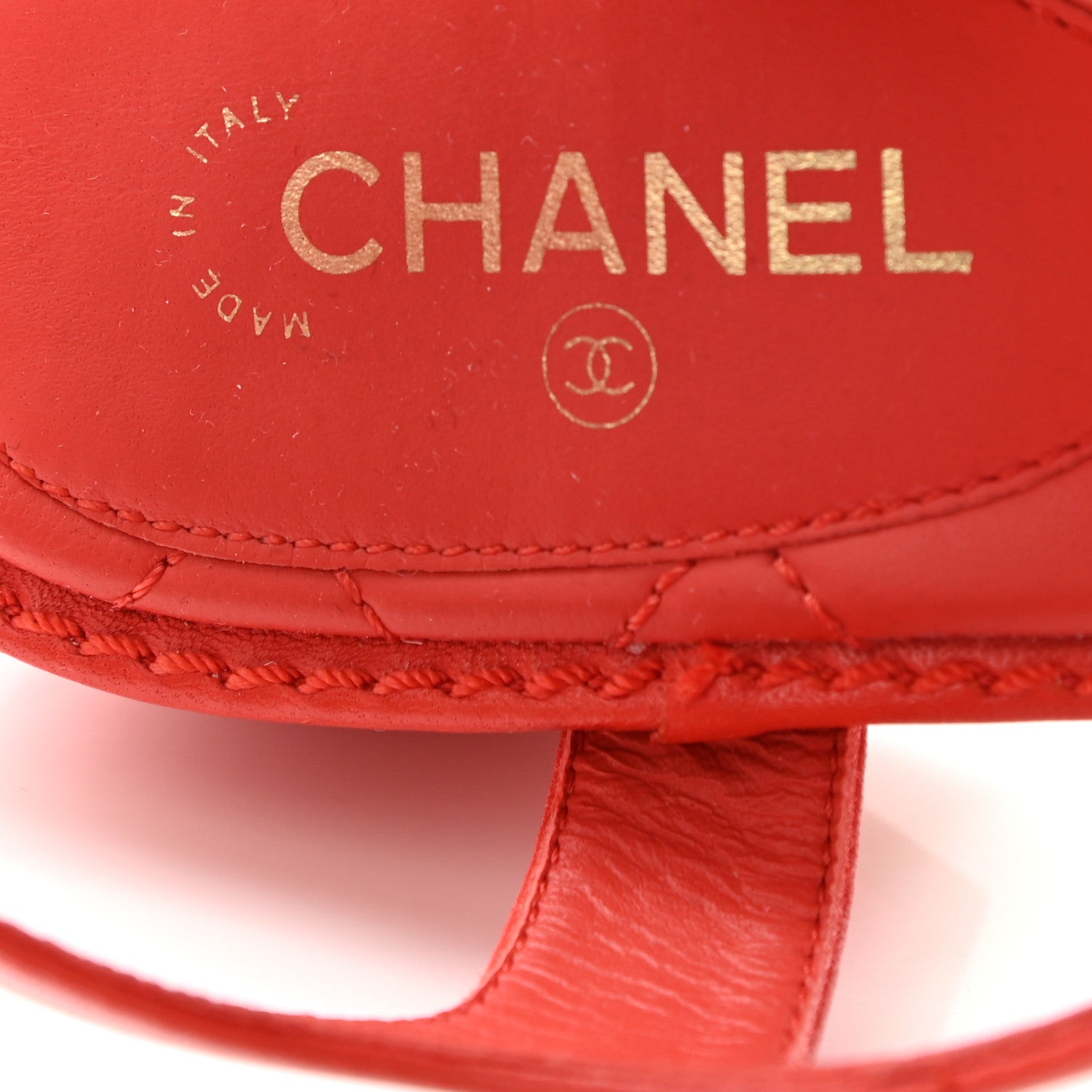 Chanel Lambskin Chain CC Logo Thong Sandals 38.5 Red 7 of 12