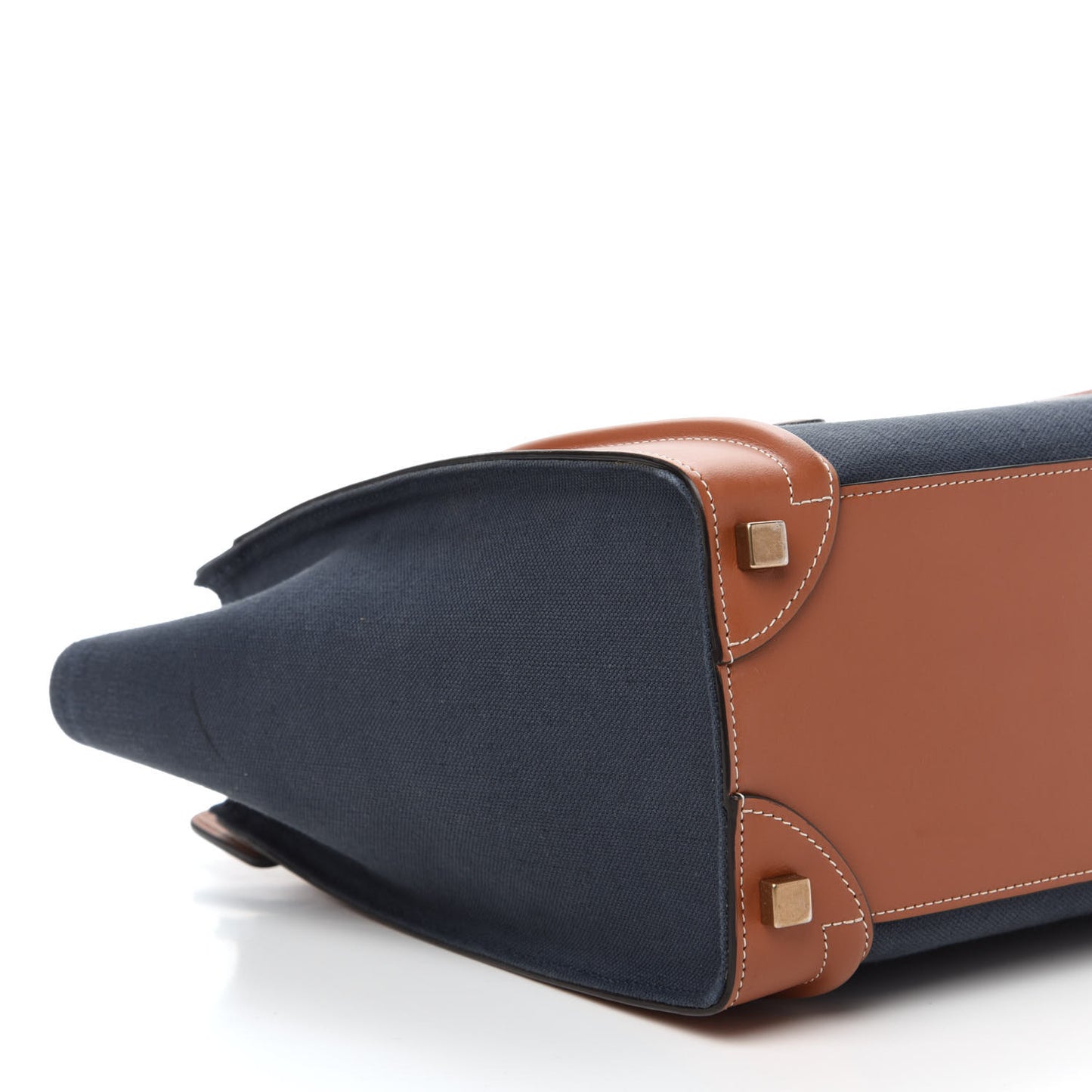 Textile Smooth Calfskin Micro Luggage Navy Tan