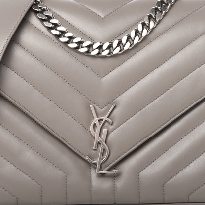 Saint Laurent Calfskin Y Quilted Monogram Loulou Shoulder Bag Light Grey 10 of 10