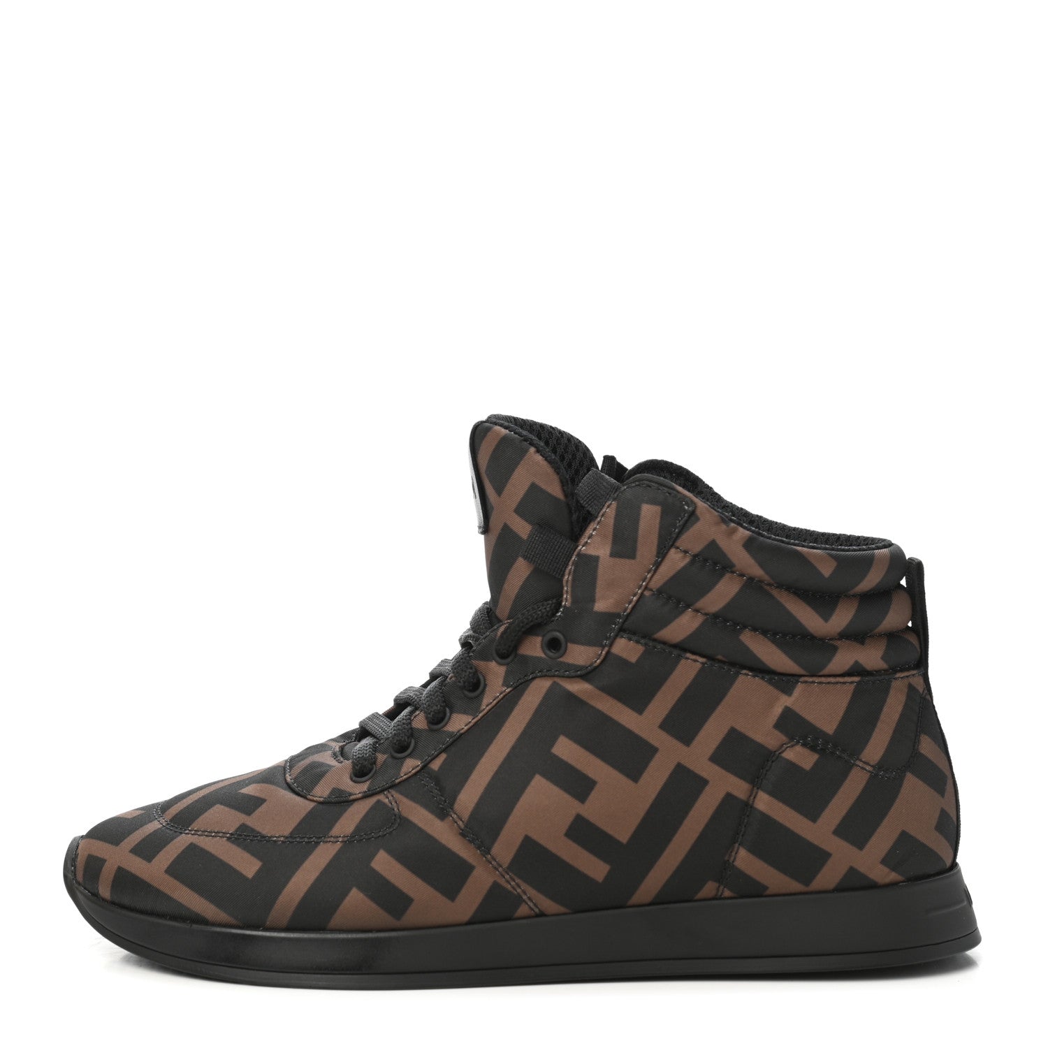 Fendi Nylon FF Reloaded High Top Sneakers 35.5 Tobacco Black 1 of 10