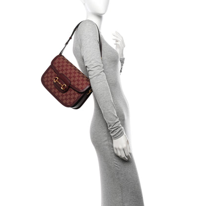 Gucci Monogram Textured Dollar Calfskin Horsebit 1955 Shoulder Bag Sahara Rubino Chardonnay 2 of 10