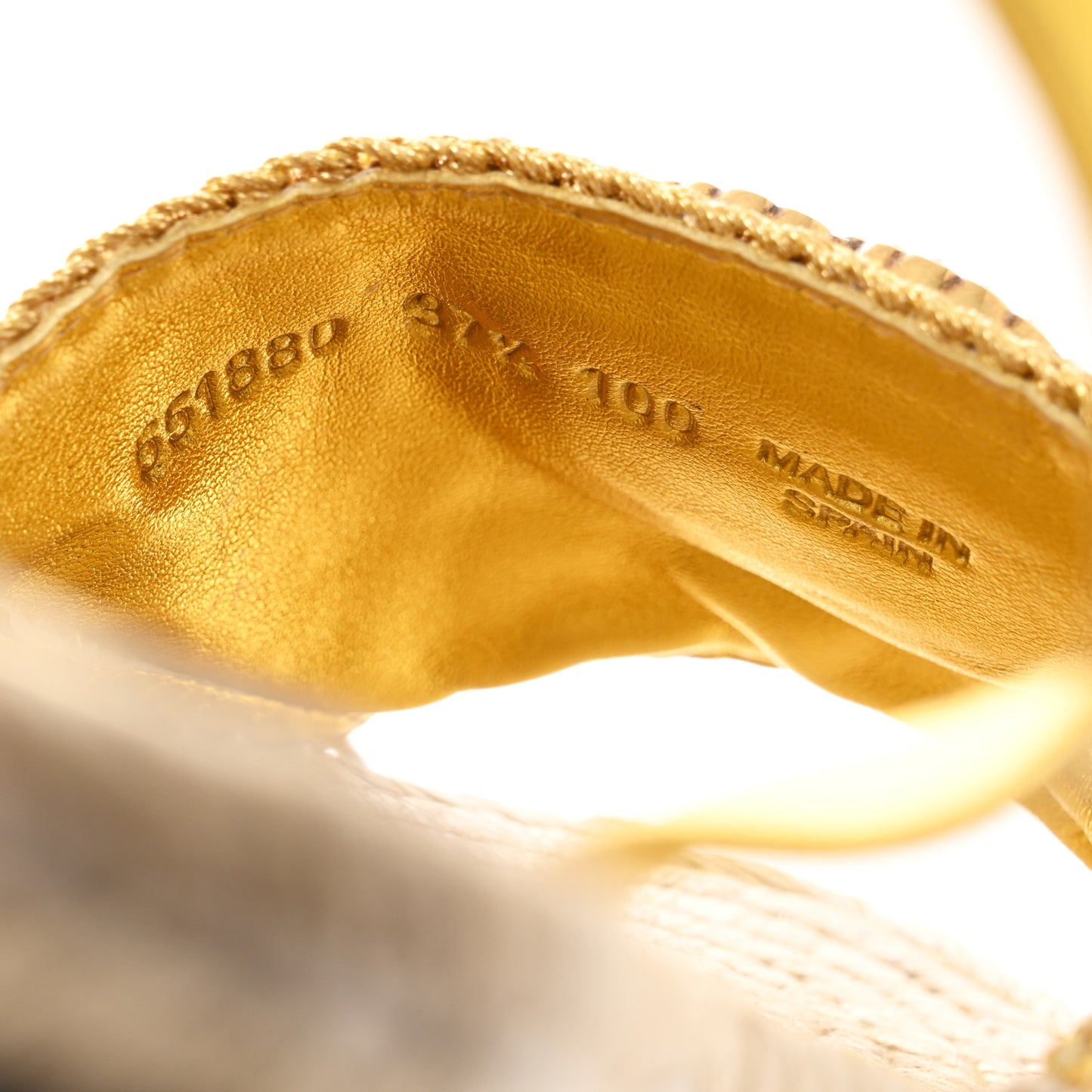 Cotton Malaga Kid Crochet Pearly GG Lilibeth Espadrille Platform Sandals 37.5 Gold
