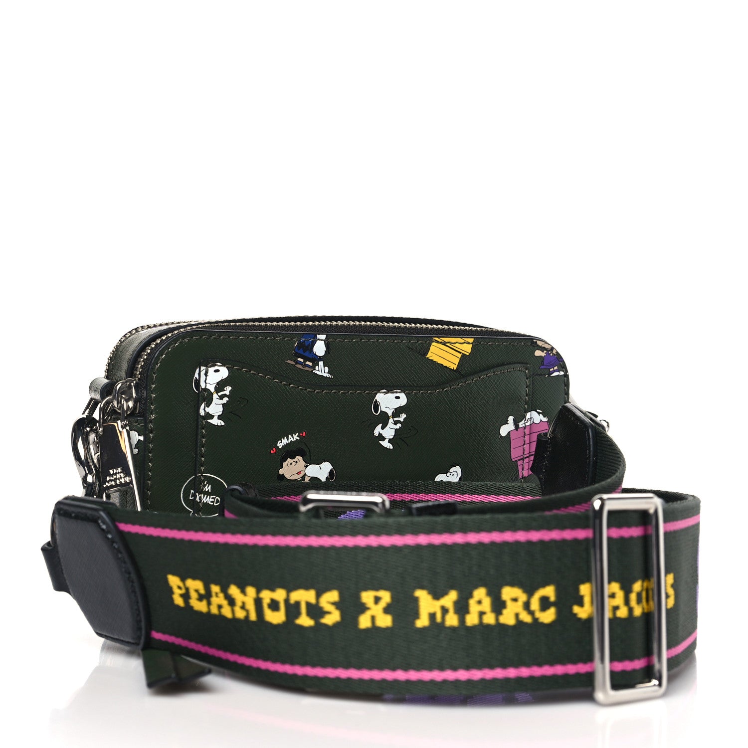 Marc Jacobs X Peanuts Saffiano Snoopy Snapshot Camera Bag Green