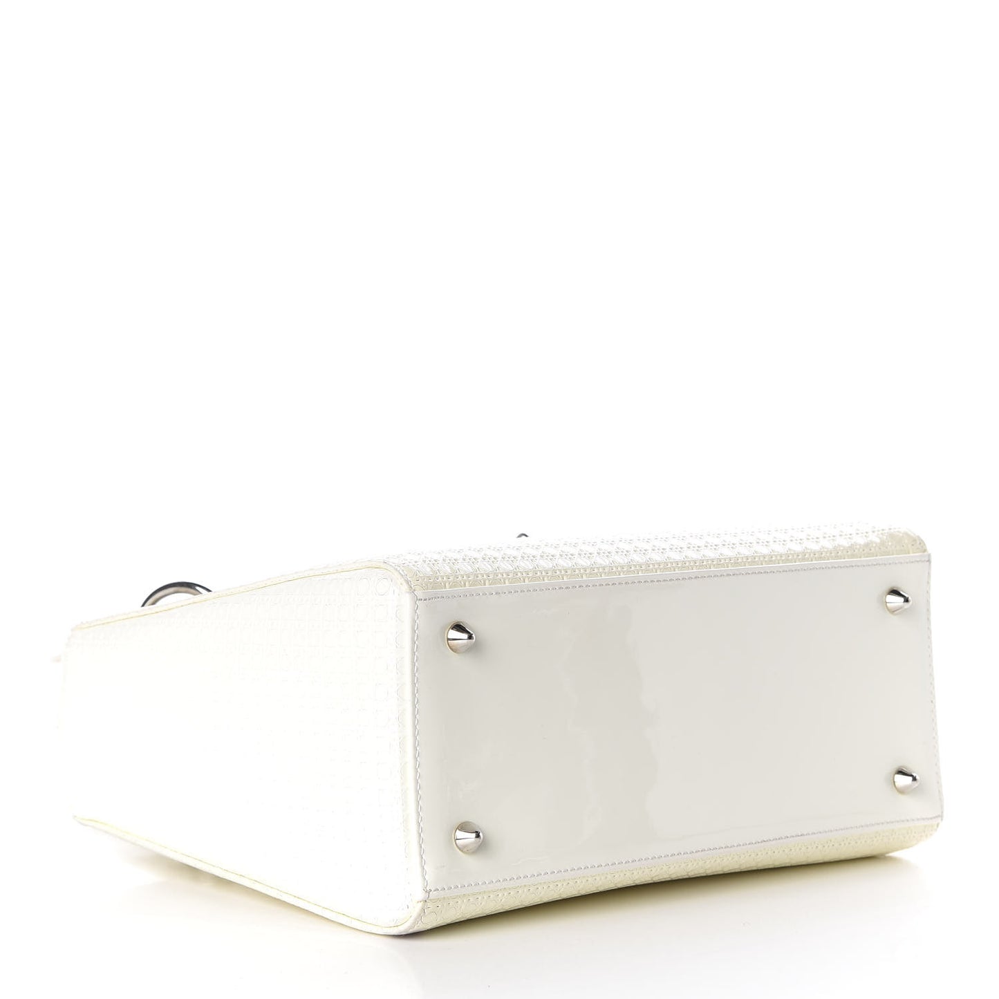 Patent Micro-Cannage Medium Lady Dior White