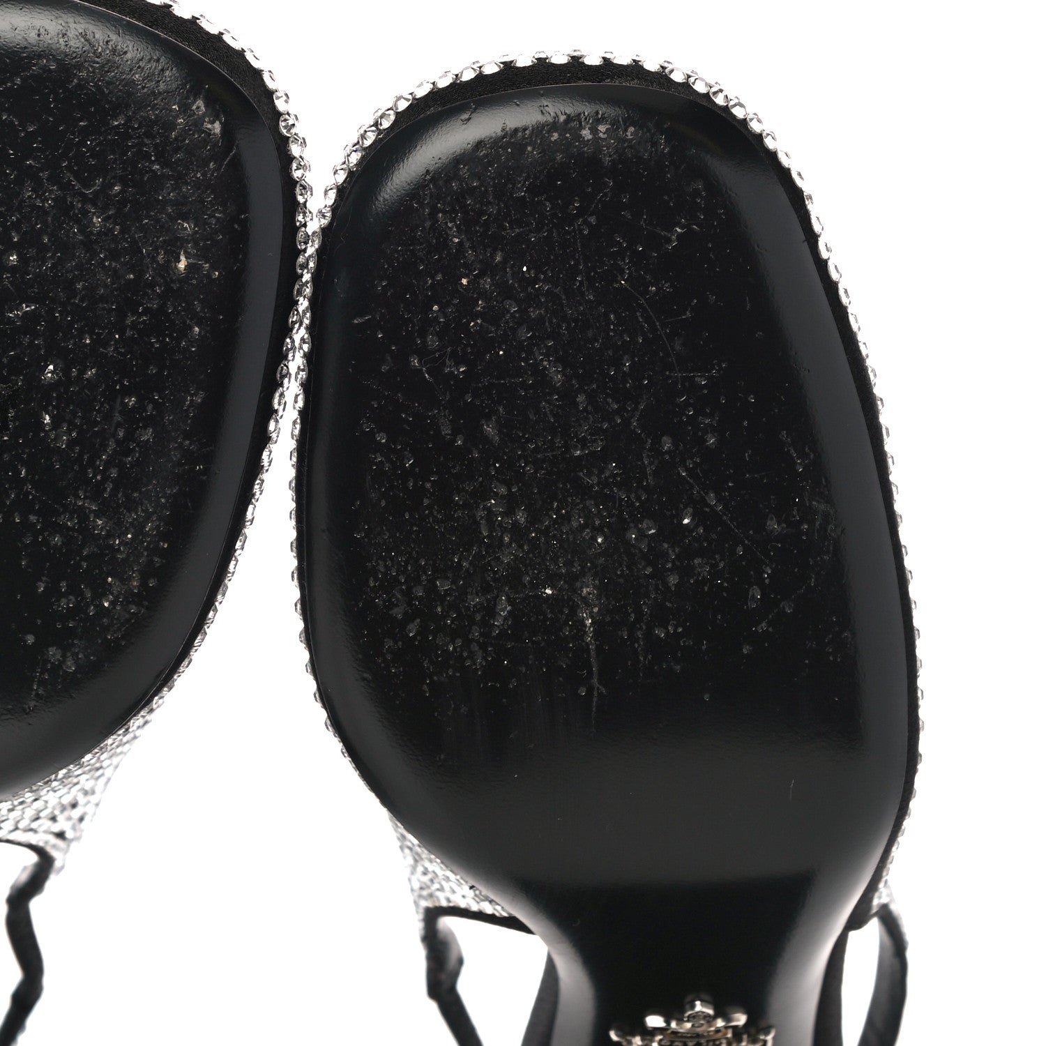 Prada Satin Crystal Logo Block Heel 75mm Slingback Pumps 37 Cristal 10 of 13