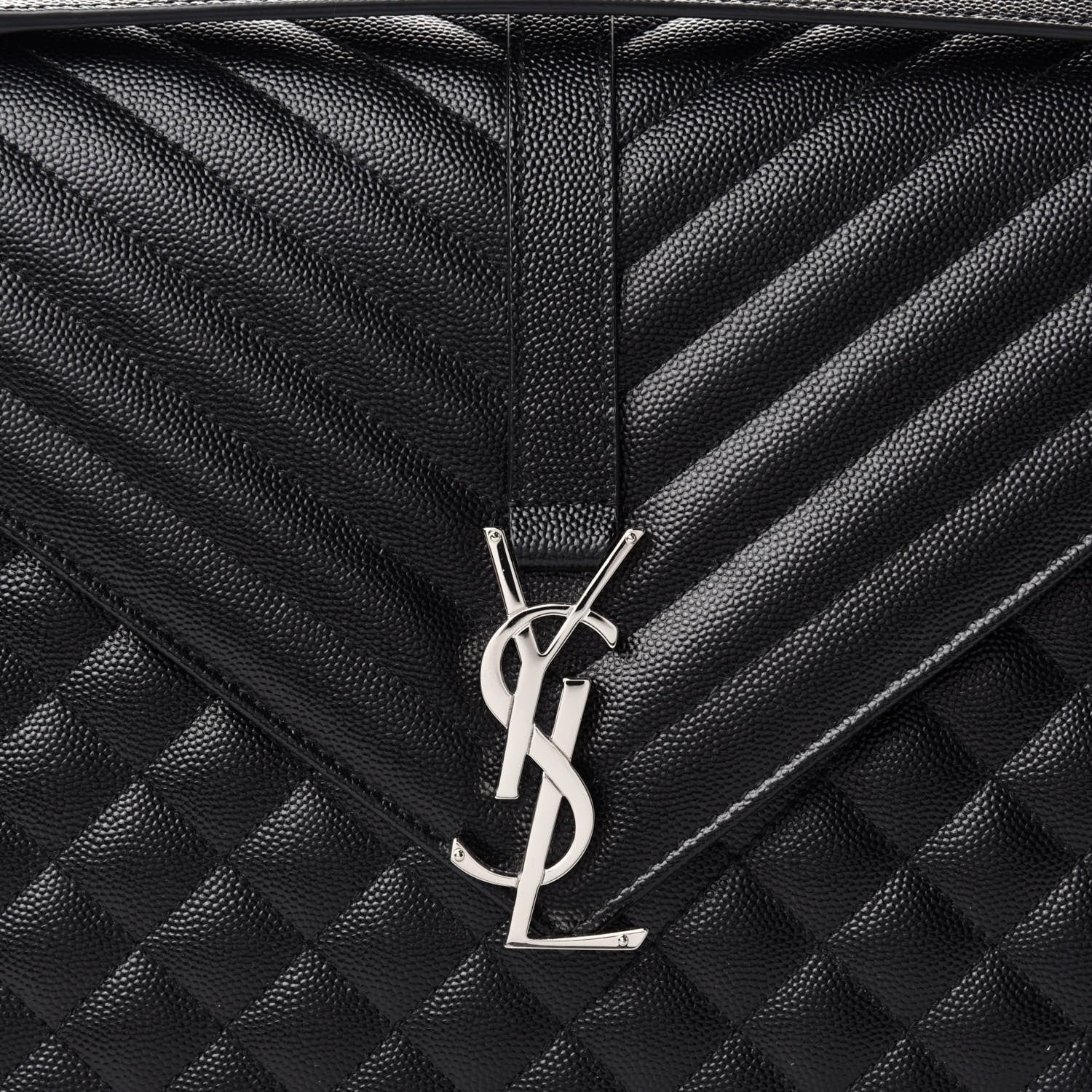 Saint Laurent Grain De Poudre Textured Mixed Matelasse Large Triquilt Monogram Satchel Black 10 of 10