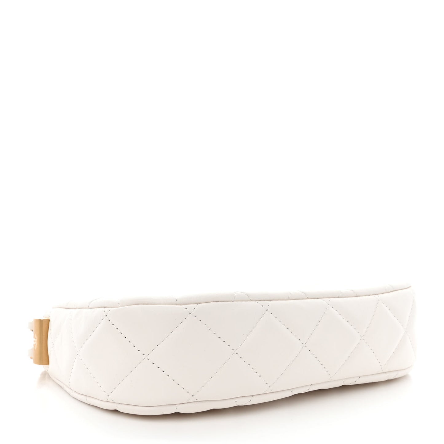 Crumpled Calfskin Quilted Braided CC Small Hobo White