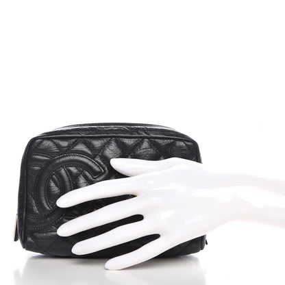 Chanel Aged Calfskin Quilted Cambon Cosmetic Case Black 2 of 8