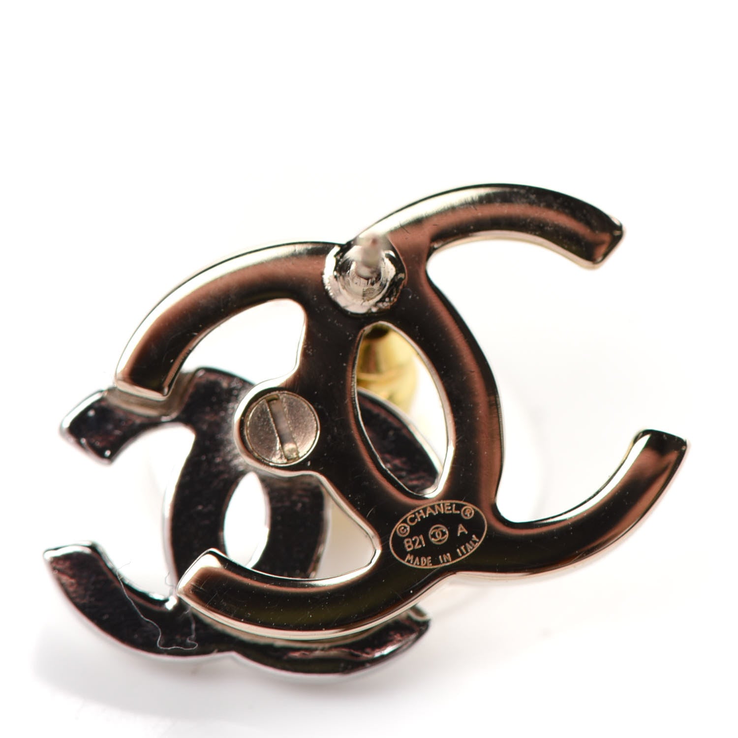 Chanel Crystal Double CC Earrings Gold Silver 4 of 5