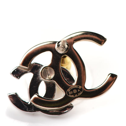 Chanel Crystal Double CC Earrings Gold Silver 4 of 5