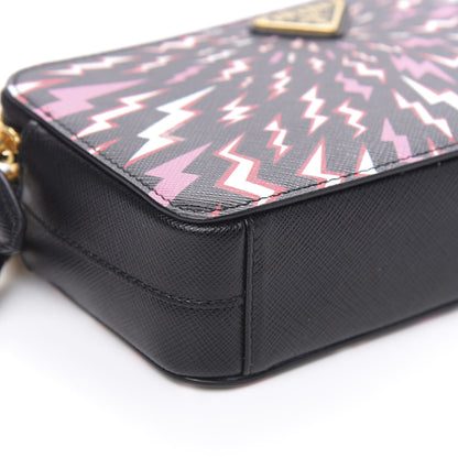 Prada X UNIVERSAL STUDIOS Saffiano Thunder Frankenstein Mini Double Zip Chain Crossbody Bag Lacca 8 of 10