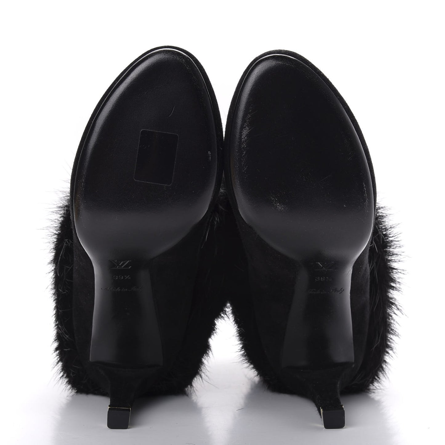 Suede Beaver Fur Glam Ankle Boots 39.5 Black