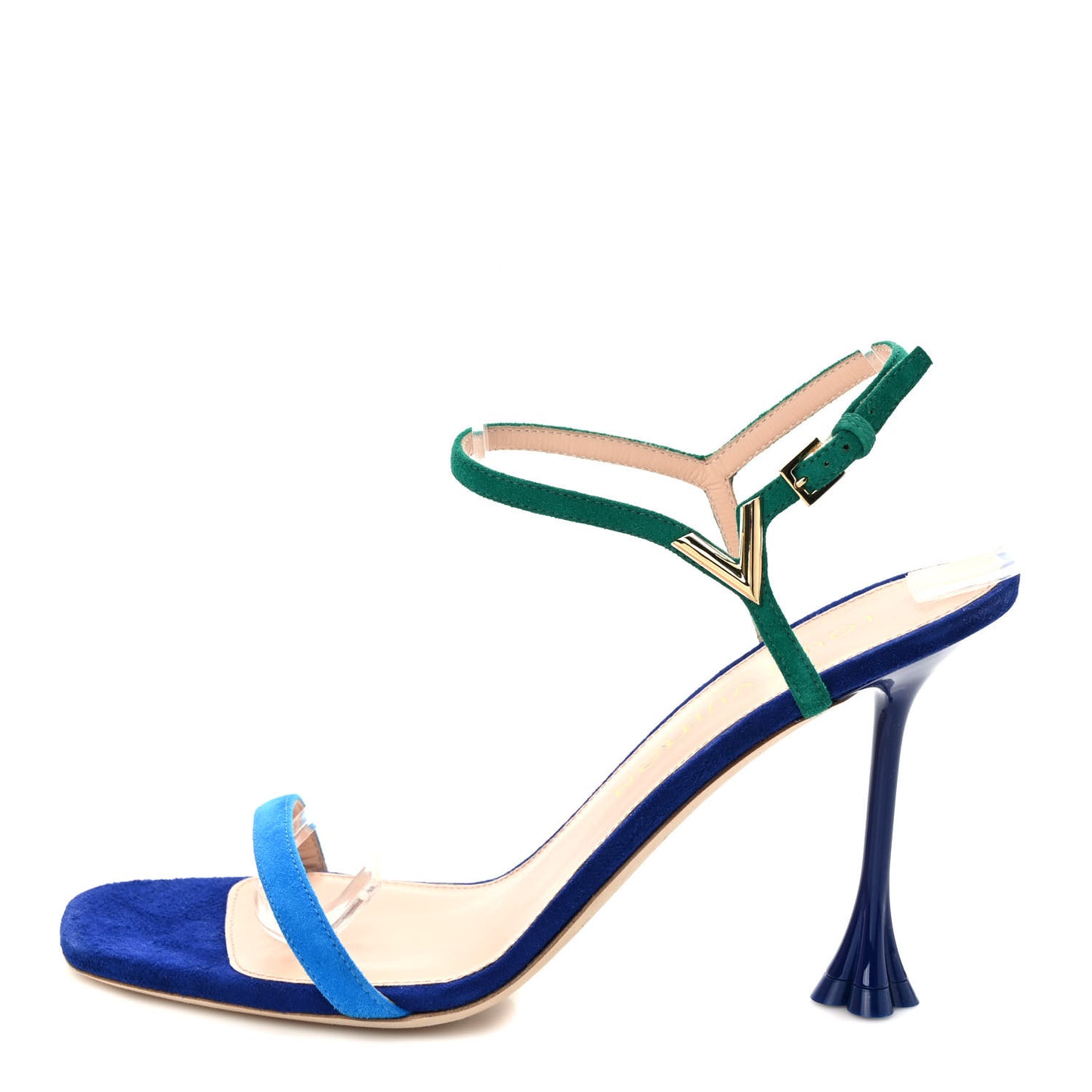 Suede Goatskin Blossom Sandals 38 Blue