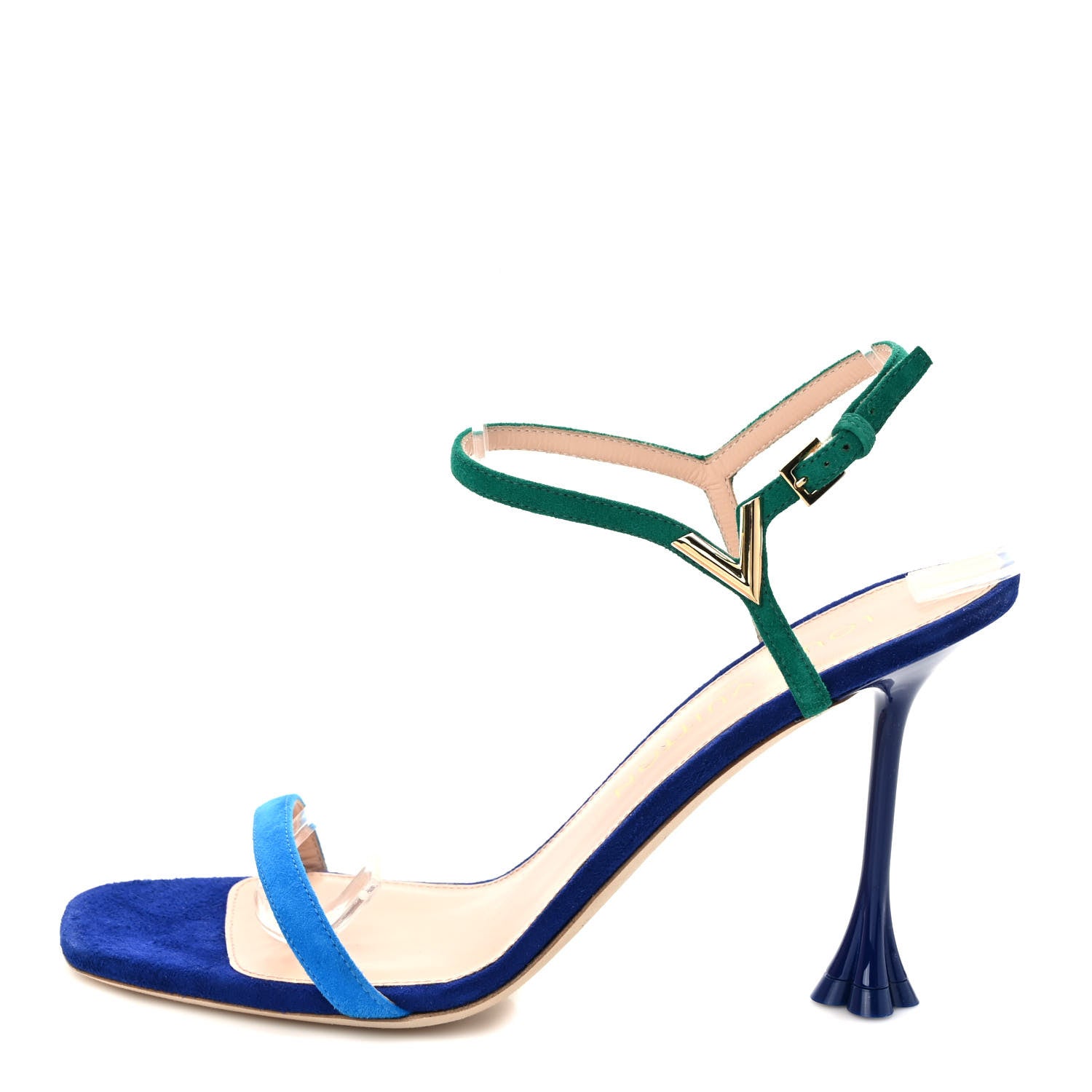 Louis Vuitton Suede Goatskin Blossom Sandals 38 Blue 1 of 8