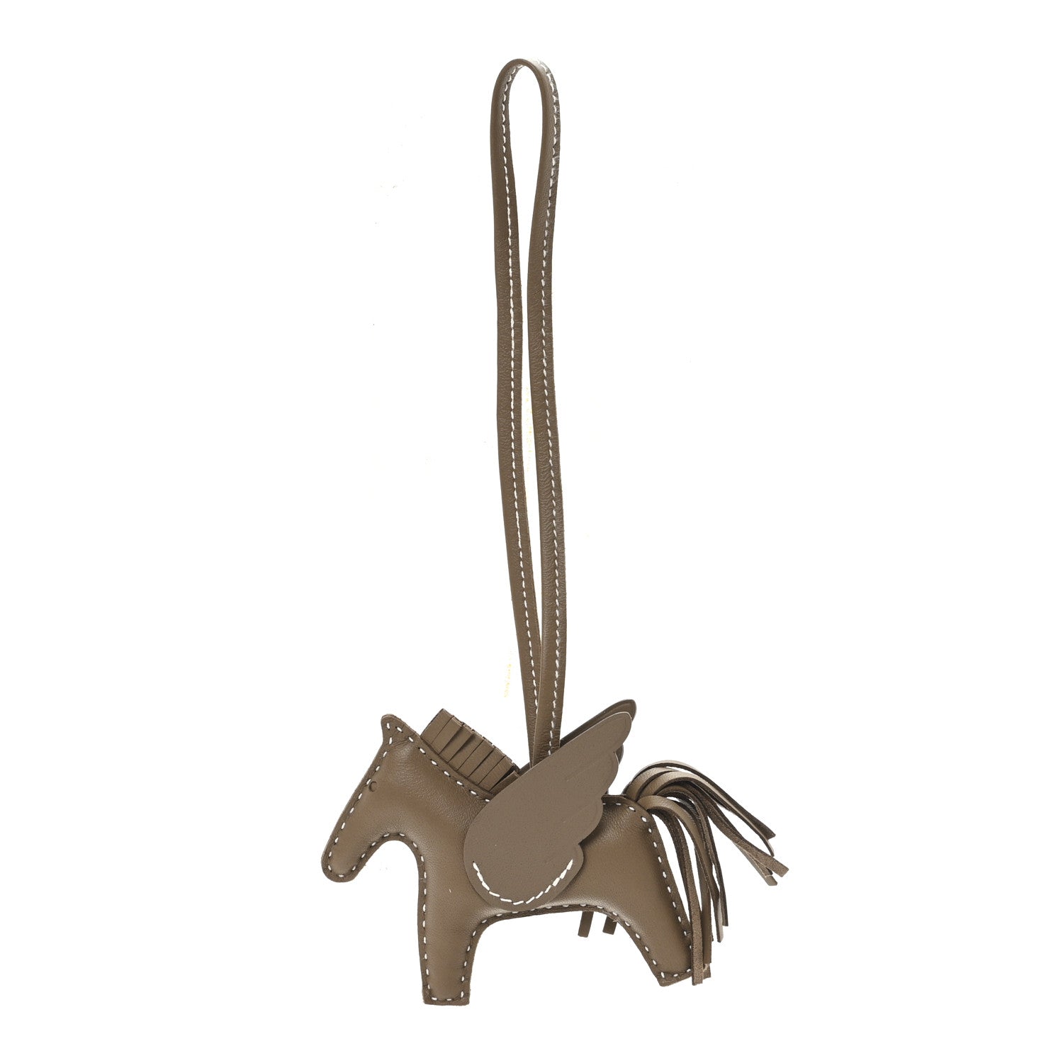 Hermes Milo Lambskin Grigri Rodeo Pegase Horse Bag Charm PM Etoupe 1 of 5