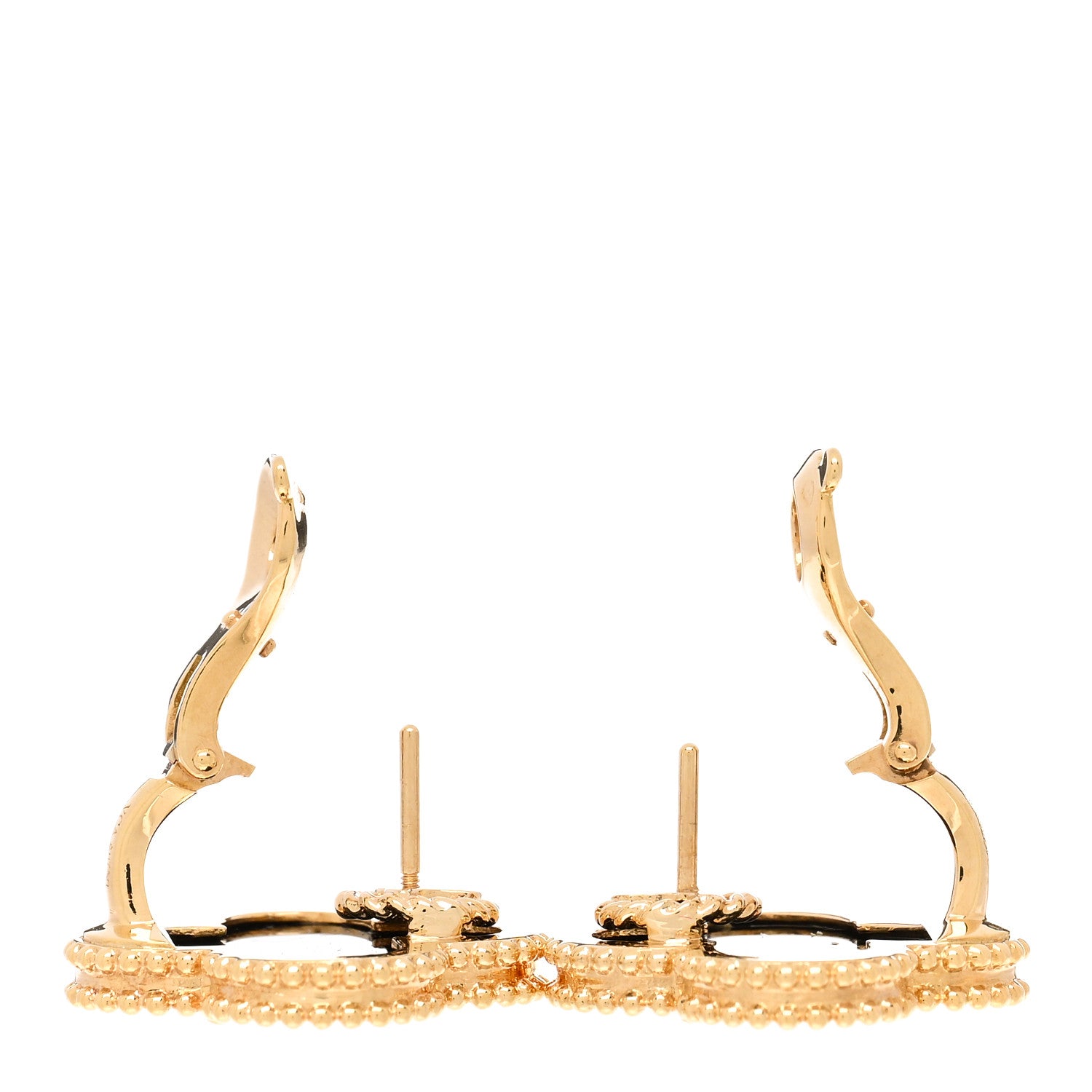Van Cleef & Arpels 18K Yellow Gold Black Onyx Magic Alhambra Earrings 3 of 4