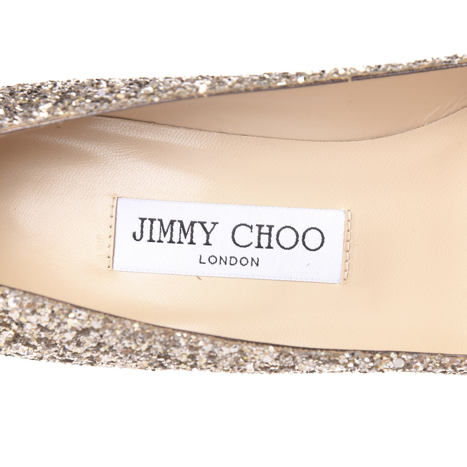 Jimmy Choo Coarse Glitter Fabric Pointy Toe Aza Pumps 37.5 Antique Gold 7 of 8