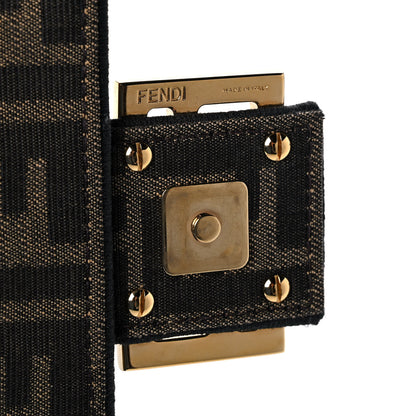 Fendi Fabric Jacquard FF 1974 Medium Baguette Tobacco Moro Black 6 of 13